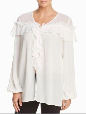 Band of Gypsies White Ruffle Blouse Peasant Style Medium